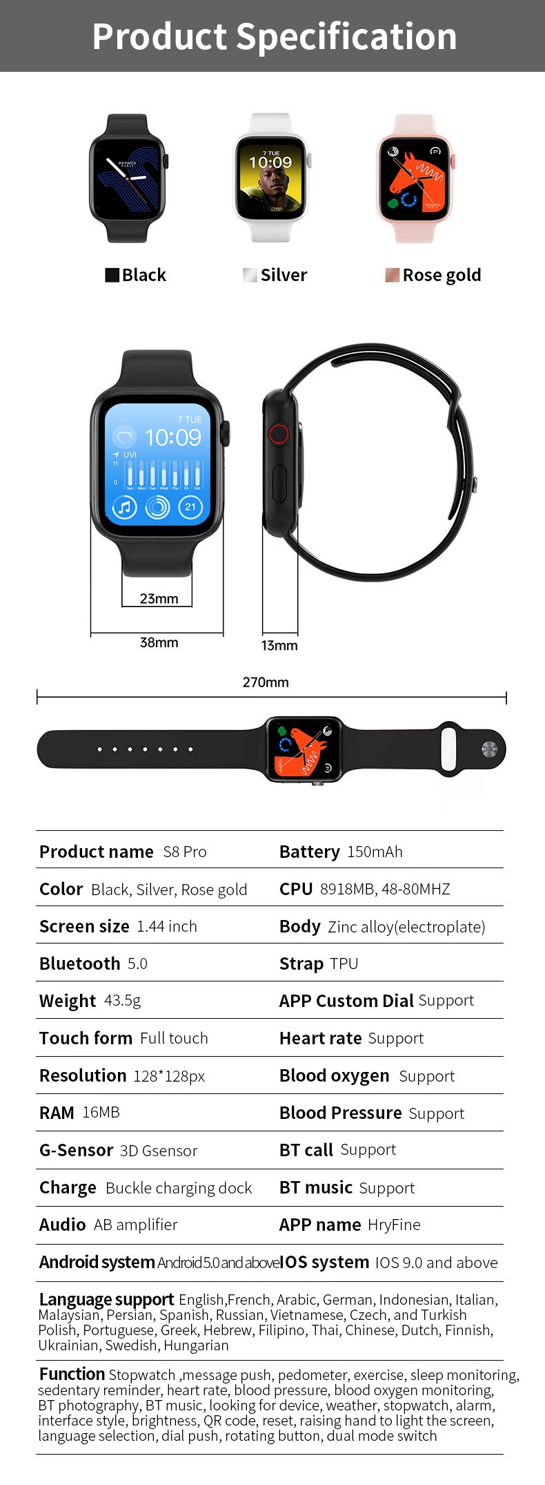 English Specifications